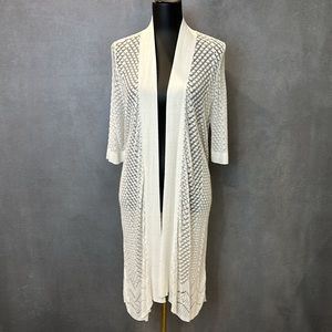 Knitted duster/cover up - cream size XL